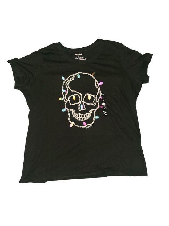 torrid Tops - Torrid Black Skull Lights Crew Ladies Short Sleeve Shirt Size 2X